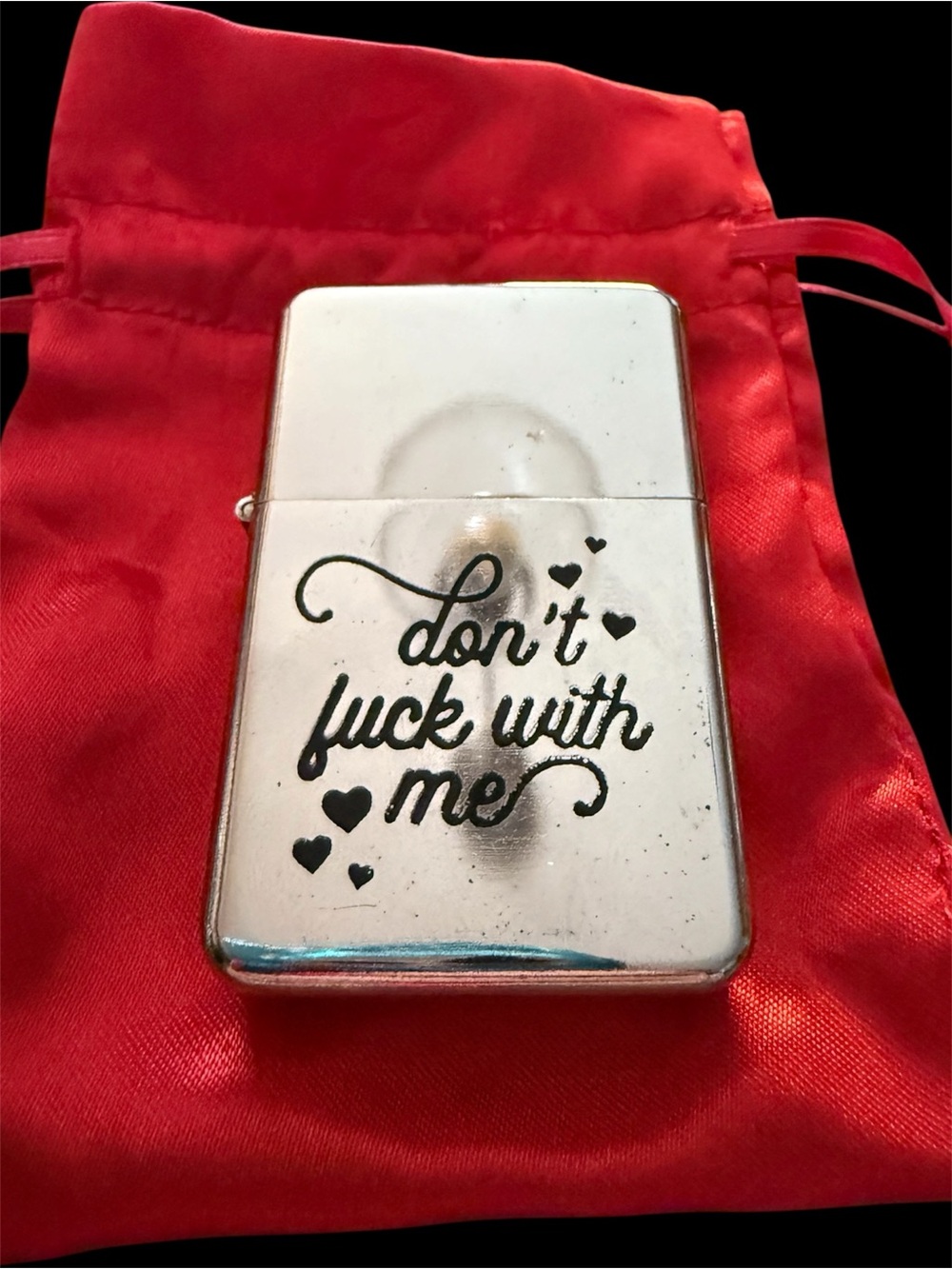 Engraved Silver Lighter - "Don't f* with me" brand new zippo